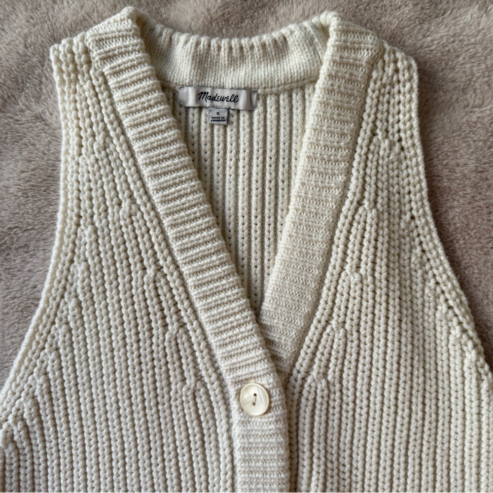 NWOT Madewell Cutaway Sweater Vest Bright Ivory Size S - Picture 10 of 12
